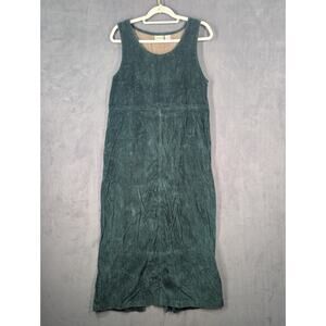 LL Bean Vtg Corduroy Jumper Dress Womens 10 Green Cozy Classic Outdoor